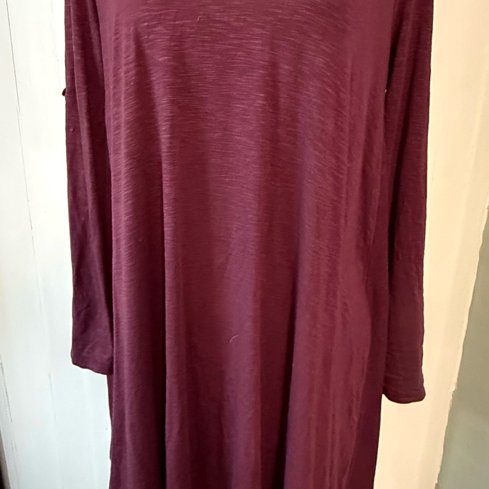 Altar’d State Burgundy Long Sleeve Tunic Short Dress Size Small A Line Roll Tab